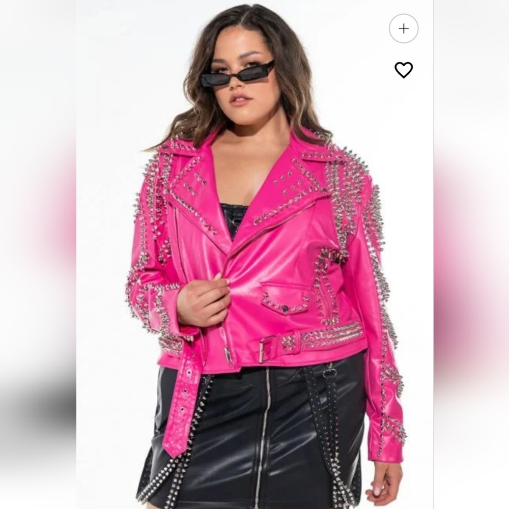 Studded Pink Leather Jacket
